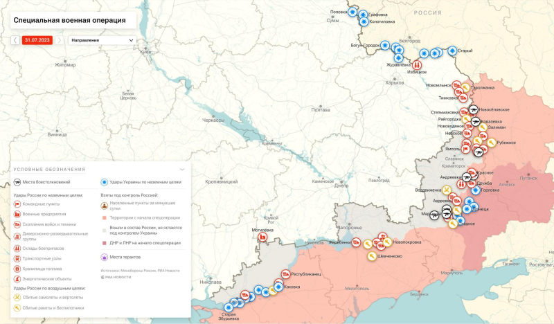 Война на Украине: последние новости на сегодня, 31 июля 2023 года, карта боевых действий, где сейчас идут активные бои. Потери ВСУ за июль, Военная спецоперация (СВО) сегодня, 31 июля, что происходит